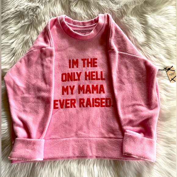 Daydream Nation Fleece Sleep Shirt, "I'm The Only Hell My Mama Ever Raised." - Picture 3 of 8